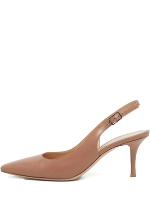 Gianvito Rossi leather pointed-toe slingback pumps - Brown
