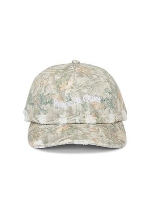 Museum of Peace and Quiet Wordmark Camo Dad Hat in Green.