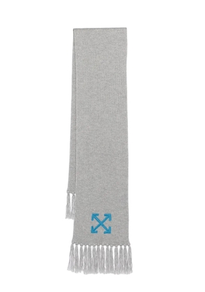 Off-White Arrows-embroidered wool scarf - Grey
