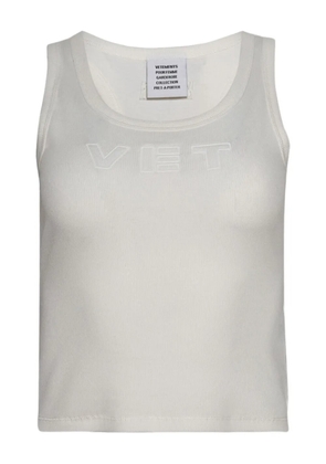 VETEMENTS logo-embroidered tank top - White