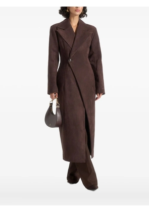 Manière De Voir Esma asymmetric suede wrap coat - Brown