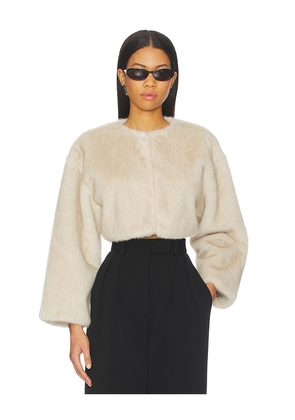 LAMARQUE Rowdie Faux Fur Jacket in Cream. Size L. Also in M, S, XS.