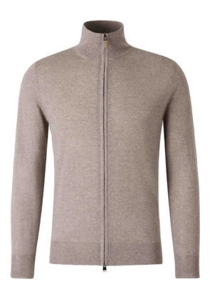 Canali high-neck zip-front cardigan - 705 BEIGE