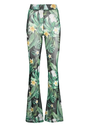 Philipp Plein Hawaii-print flared trousers - Green
