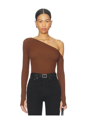 Michael Lauren Magdaleno Asymmetrical Cold Shoulder Top in Cognac. Size L. Also in M, S, XL, XS.