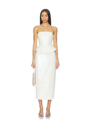 Lovers and Friends Alexia Sequin Midi Dress in White. Size L. Also in S, XS, XXS.