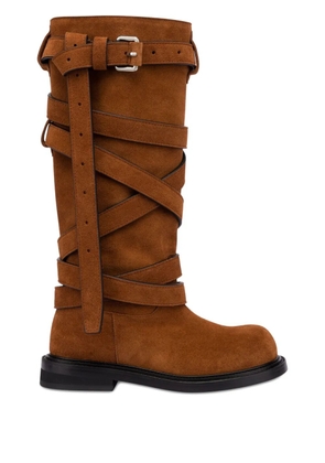 Moschino suede biker boots - Brown