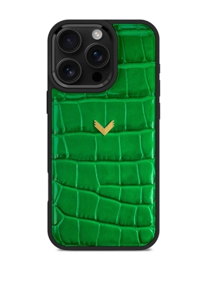 VELANTE crocodile-embossed iPhone 16 Pro phone case - Green