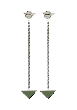 Prada Pre-Owned triangle-enamel chain earrings - Silver