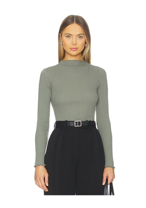 Nation Los Angeles Brenna Mock Neck Top in Grey. Size L. Also in M, S, XL/1X, XS.