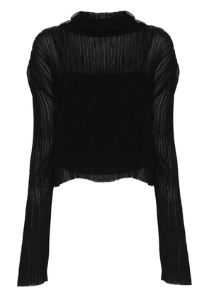 MM6 Maison Margiela plissé single-stitch logo top - Black