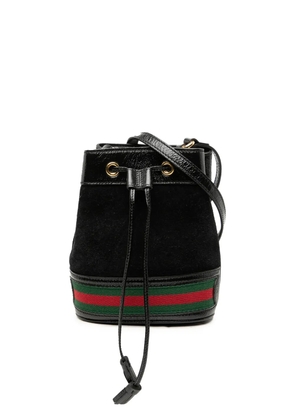 Gucci Pre-Owned 2016-2025 Mini Suede and Patent Web Ophidia bucket bag - Black