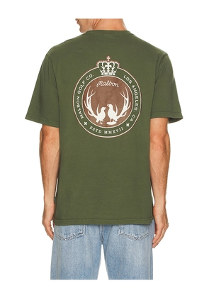 Malbon Golf Oakwood T-shirt in Army. Size L. Also in M, S.