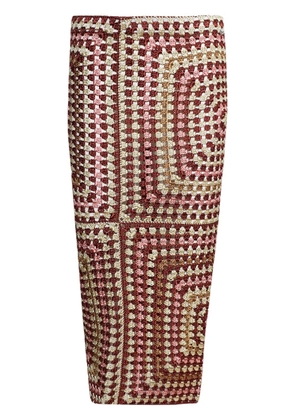 Calle Del Mar Granny Square midi skirt - Brown