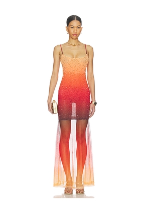 Leslie Amon Sunset Flow Dress in Orange,Red. Size L. Also in M, S, XL, XS.