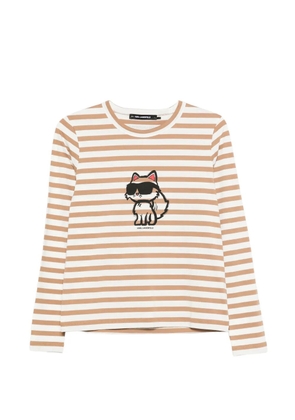 Karl Lagerfeld striped-detail long-sleeve top - White