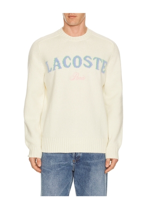Lacoste Logo Pullover Sweater in Cream. Size 3. Also in 4, 5, 6.