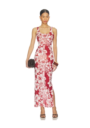 Leslie Amon Roselle Mesh Dress in Red. Size L. Also in S, XL, XS.