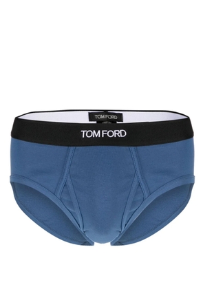 TOM FORD logo-waist cotton briefs - Blue
