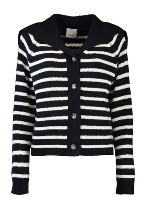 Allude striped buttoned cardigan - Black