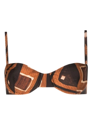 Lenny Niemeyer geometric-print balconette bikini top - Brown