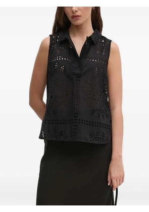 Sandro Ferrone eyelet-embroidered sleeveless blouse - Black