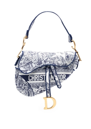 Christian Dior Pre-Owned 2020 Canvas Embroidered Toile de Jouy Saddle Bag shoulder bag - Blue