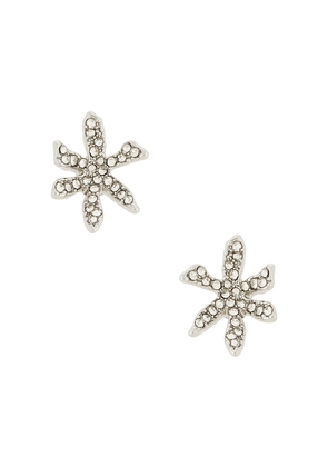 Lele Sadoughi Pave Water Lily Stud Earrings in Metallic Silver.