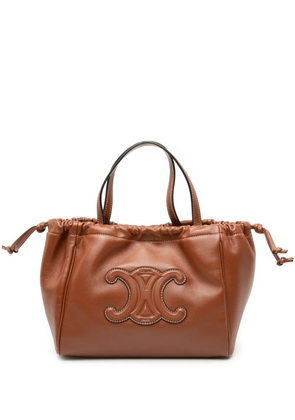 Celine Pre-Owned 2023 Small Calfskin Cuir Triomphe Cabas Drawstring satchel - Brown
