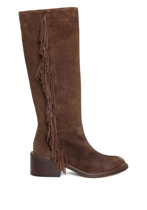 Sarah Chofakian 55mm fringe-embellished knee-high boots - Brown