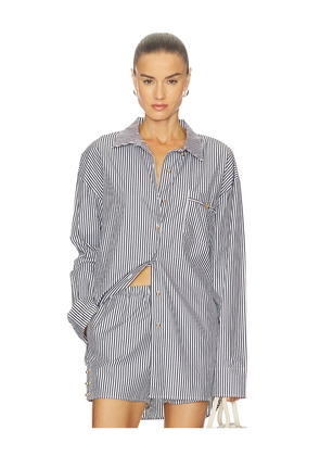L'AGENCE Lorena Resort Shirt in White. Size L. Also in M, S, XS.
