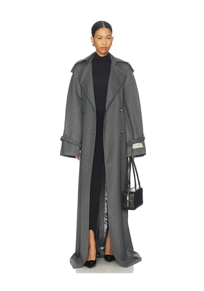 Milkwhite Long Trench Coat in Grey. Size M. Also in S, XS.