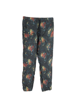 Dries Van Noten Pre-Owned floral-print drawstring trousers - Grey