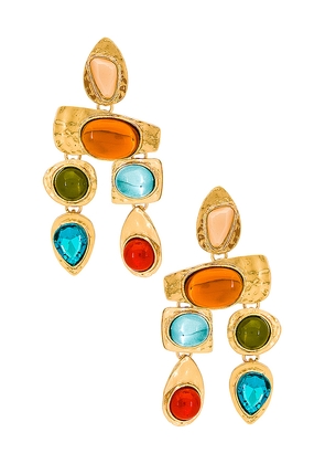 petit moments Multi Stone Earrings in Metallic Gold.