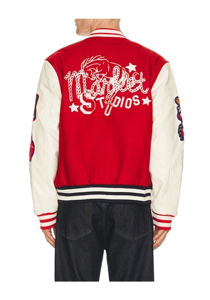Market Old West Varsity Jacket in Blue,Red. Size L. Also in M, S, XL/1X.