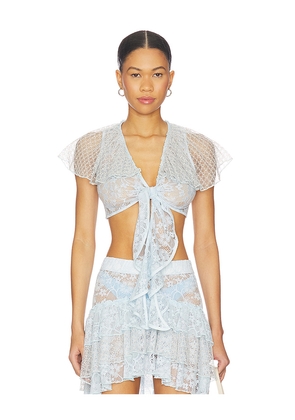 My Beachy Side Lotus Top in Baby Blue. Size L. Also in M, S.