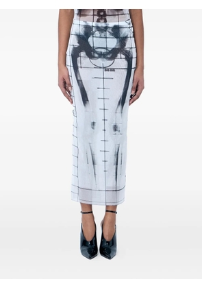 Jean Paul Gaultier abstract-print midi skirt - 0100 BLUE