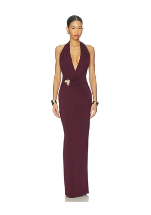 Nookie Portia Halter Maxi Dress in Wine. Size M. Also in XS, S, XL.