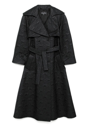 CHANEL Pre-Owned logo quilted double-breasted coat - Black