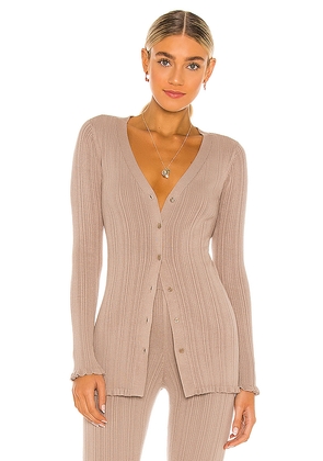 Tularosa Variegated Rib Cardi in Taupe. Size M. Also in S, XL.