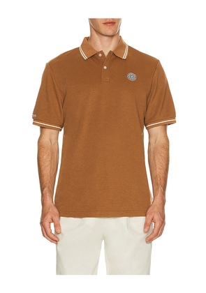Malbon Golf Fairway Applique Pique Polo in Tan. Size M. Also in S, XL/1X.