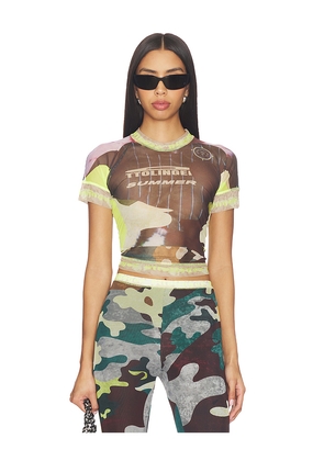 Ottolinger Mesh Otto T-Shirt in Morph Camo in Green,Brown. Size L. Also in XL, XS.