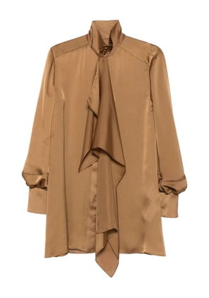 sacai high-neck ruffled shirt - Brown