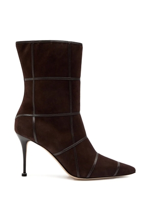 Manolo Blahnik Trulonapla grid-pattern ankle boots - Brown