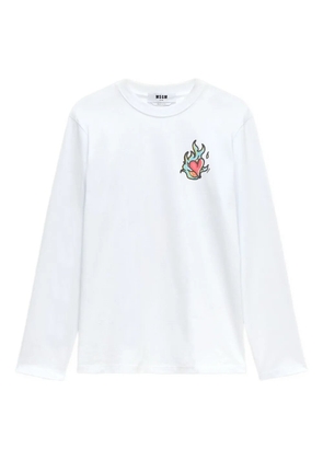 MSGM heart-print long-sleeve T-shirt - White