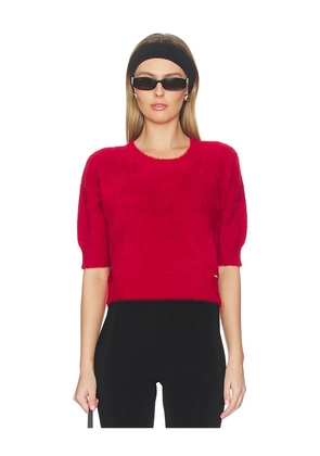 L'AGENCE Guinevere Short Sleeve Crop Crew in Red. Size L. Also in M, S, XS.
