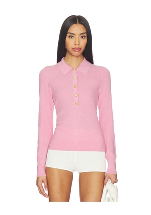L'AGENCE Sterling Jewel Button Collared Sweater in Pink. Size M. Also in S, XS, XXS.