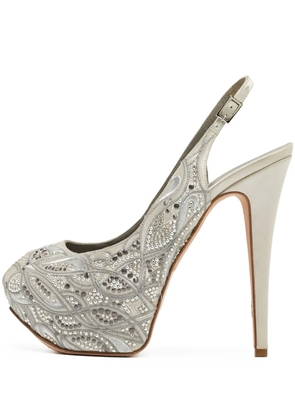 Gina 150mm peep-toe heeled pumps - Grey