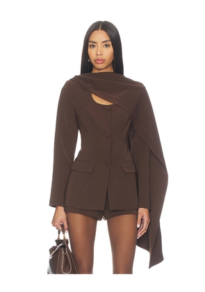 Line & Dot Nimah Scarf Blazer in Brown. Size L. Also in M, S, XS.