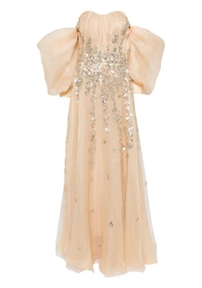 Saiid Kobeisy off-shoulder beaded dress - Neutrals